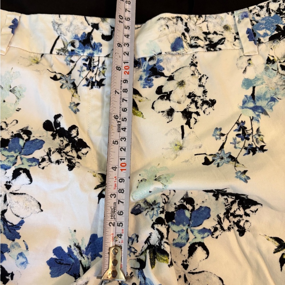 LOFT White Floral Print Shorts with Blue Accents - Picture 7 of 9